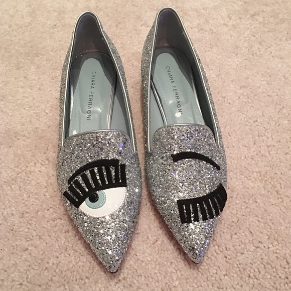 Chiara Ferragni Flirting Eyes Pointy Toe Flats - Picture 3 of 7